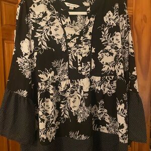 Counterparts Black and White Floral Blouse